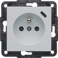 Gniazdo zasilające z uziemieniem z ładowarką USB C 2,4 A / 12W, biały, Lumina | WL4800 Hager