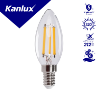 Lampa LED XLEDEX C35E14 C35 3,8W (60W) 806lm 4000K NW E14 filament świeczka 5 lat Gwar. | 37341 Kanlux