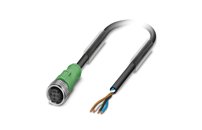 Kabel czujnika/urządzenia wykonawczego SAC-4P- 5,0-PUR/M12FS, 4-pinowy, czarno-szary (5m) | 1668124 Phoenix Contact