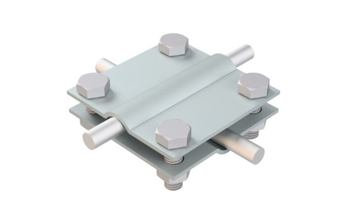 Złącze krzyżowe 4xM8x25 dwie płytki płytki drut Fi- 5-12mm, ocynk | AH01051 AH Hardt