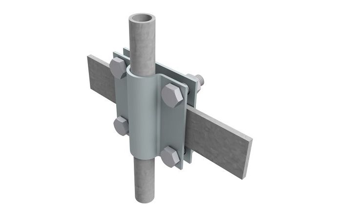 Złącze uziomowe, 4xM8x25, dwie płytki, B do 40mm, pręt Fi- 14-20mm, Fe/Zn12/C/T2, ocynk | AH01211 AH Hardt