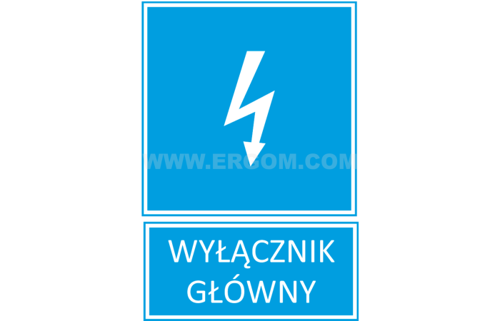 Tabliczka TZI 105X148S napis: Wyłącznik główny | E04TZ-01041130200 Ergom