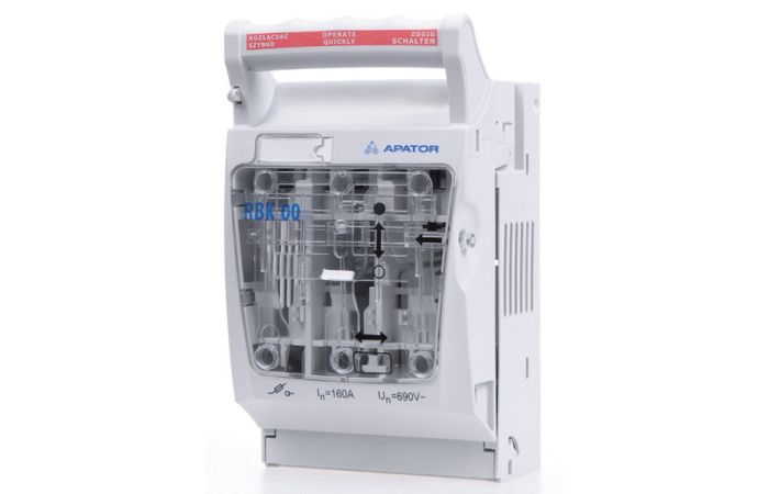 Rozłącznik izolacyjny bezpiecznikowy 160A, zaciski śrubowe (M8) do 70mm2, RBK 00-M | 63-823333-121 Apator