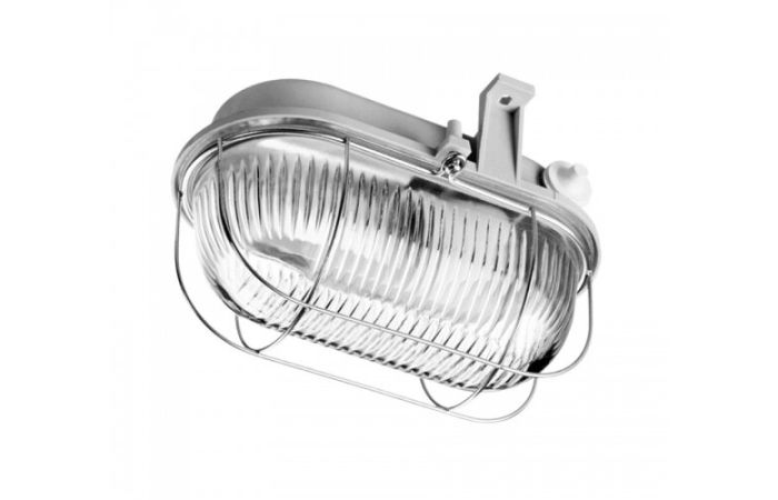 Oprawa kanałowa n/t Oval 100W E27 IP44 230V popielaty, klosz przezroczysty | 100178 Lena Lighting