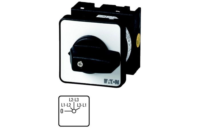 Łącznik krzywkowy 4P, 20A, 6,5kW, 0-faz/faza, pokrętło czarne, natablicowy, T0-2-15920/E P/T | 038861 Eaton