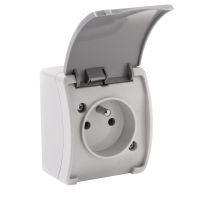 Gniazdo pojedyncze 2P+Z IP44 szary-grafit (zestaw 10szt), Aquatic | OR-OE-7105/GR/10 Orno