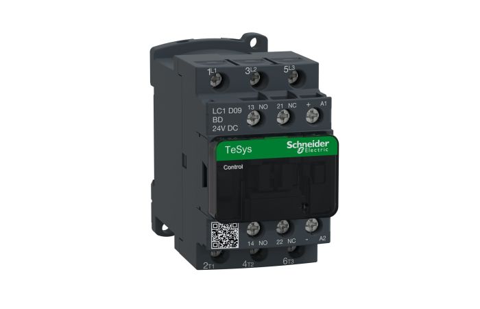 Stycznik mocy TeSys D 9A 3P 4KW 24V DC 1NO 1NC AC-3 zaciski śrubowe | LC1D09BD Schneider Electric