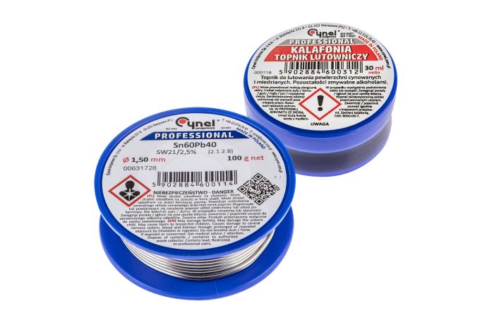 Cyna z topnikiem 1.5mm/100g.+kalfonia 30 zestaw STANDARD (67643) | 44E731 CYNEL