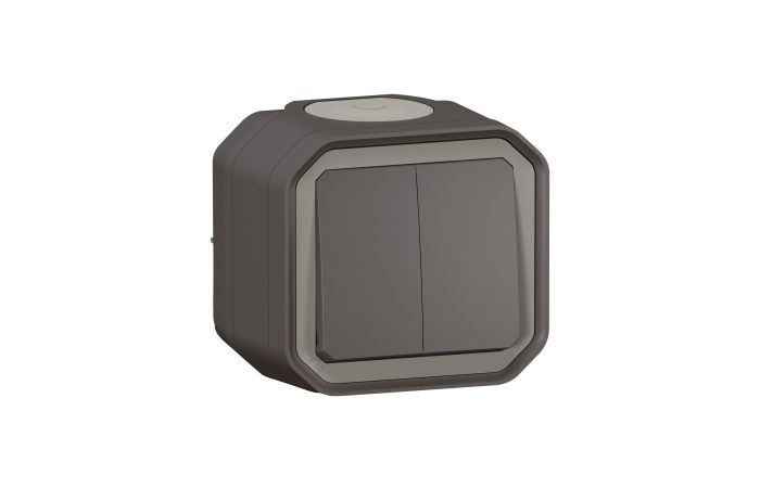 Łącznik/przycisk podwójny 10AX 250V IP55 komplet n/t, antracyt, Nowe Plexo | 069775L Legrand