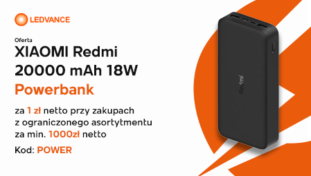 Xiaomi Redmi 20000 mAh 18W Powerbank za 1 zł przy zakupie produktów marki LEDVANCE za min. 1000 zł netto.